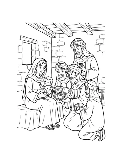 Matthew 2:11 Coloring Page