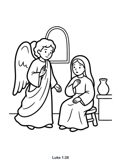Luke 1:28 Coloring Page