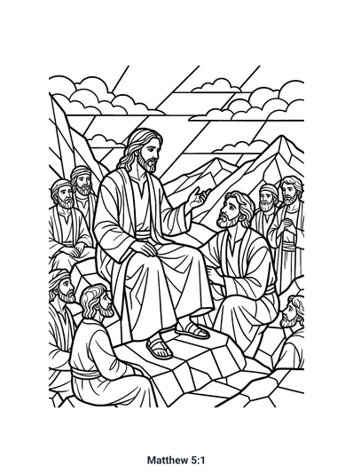 Matthew 5:1 Coloring Page
