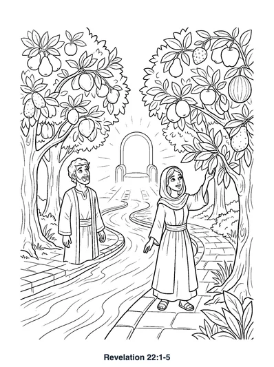Revelation 22:1-5 Coloring Page