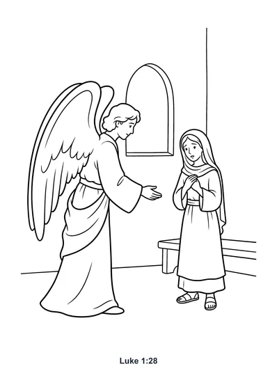 Luke 1:28 Coloring Page