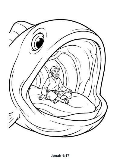 Jonah 1:17 Coloring Page