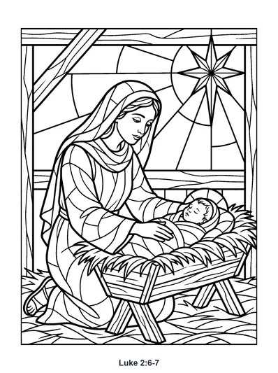 Luke 2:6-7 Coloring Page