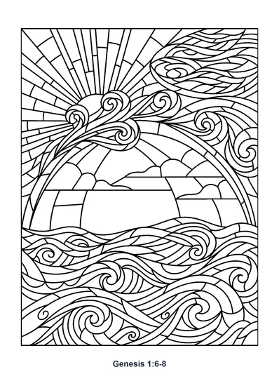 Genesis 1:6-8 Coloring Page