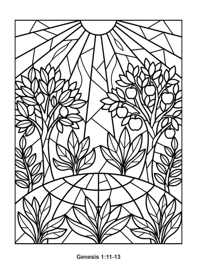Genesis 1:11-13 Coloring Page
