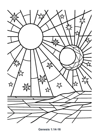 Genesis 1:14-16 Coloring Page