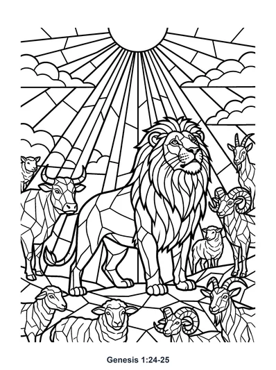 Genesis 1:24-25 Coloring Page