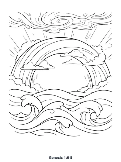 Genesis 1:6-8 Coloring Page