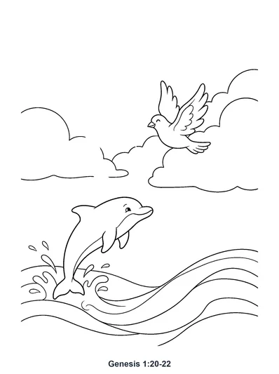 Genesis 1:20-22 Coloring Page
