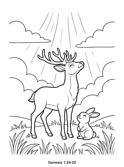 Genesis 1:24-25 Coloring Page