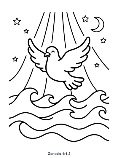 Creation coloring page (Genesis 1:1-2)
