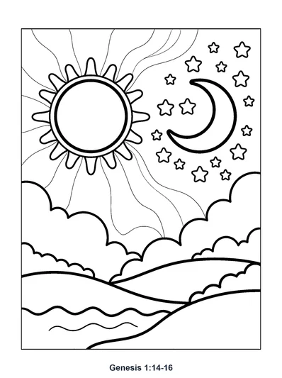 Genesis 1:14-16 Coloring Page