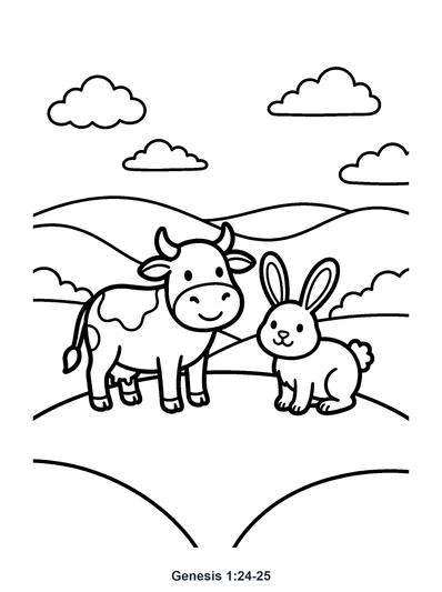 Genesis 1:24-25 Coloring Page