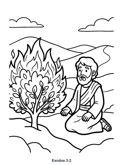 Exodus 3:2 Coloring Page