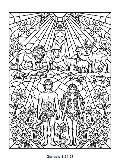 Genesis 1:24-27 Coloring Page