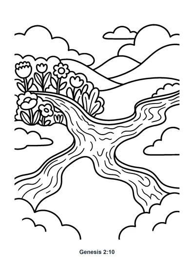 Genesis 2:10 Coloring Page