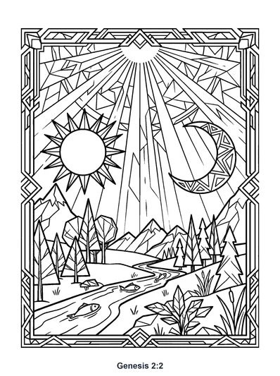Genesis 2:2 Coloring Page