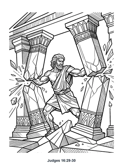 Judges 16:29-30 Coloring Page
