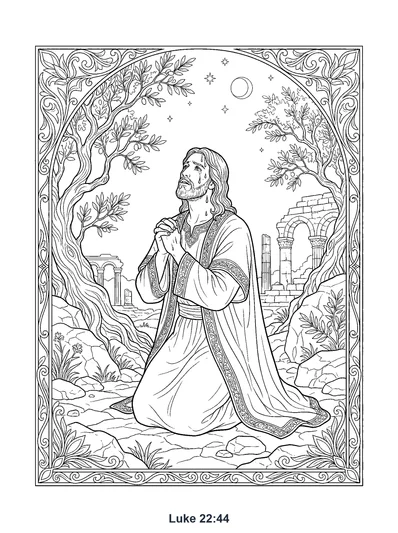 Luke 22:44 Coloring Page