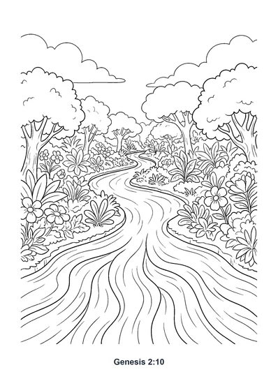 Genesis 2:10 Coloring Page