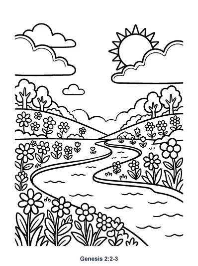 Genesis 2:2-3 Coloring Page