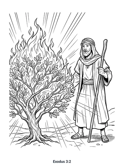 Exodus 3:2 Coloring Page