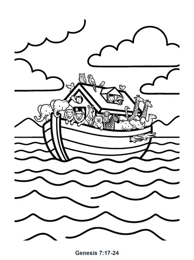 Genesis 7:17-24 Coloring Page