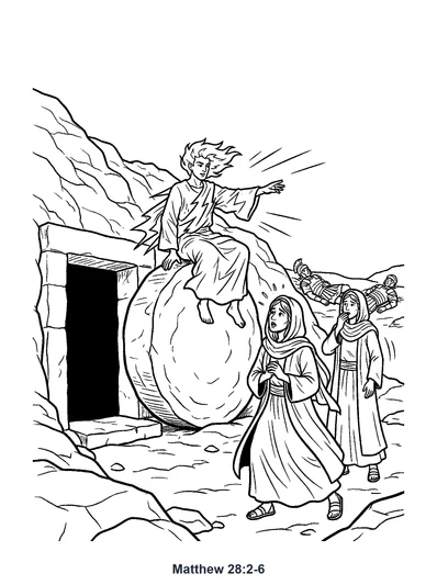 Matthew 28:2-6 Coloring Page