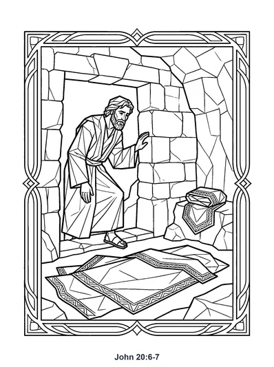 John 20:6-7 Coloring Page