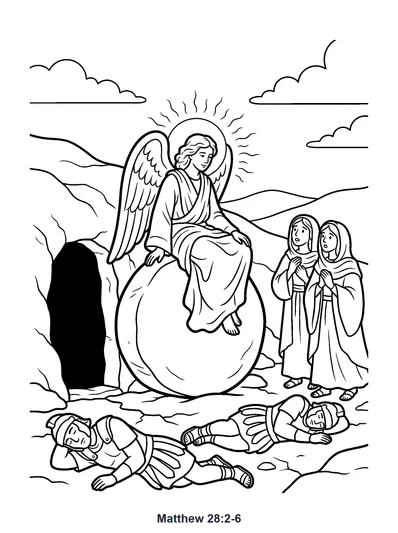 Matthew 28:2-6 Coloring Page