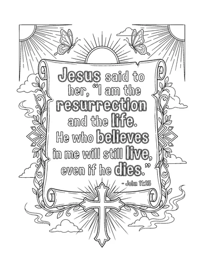 John 11:25 Coloring Page