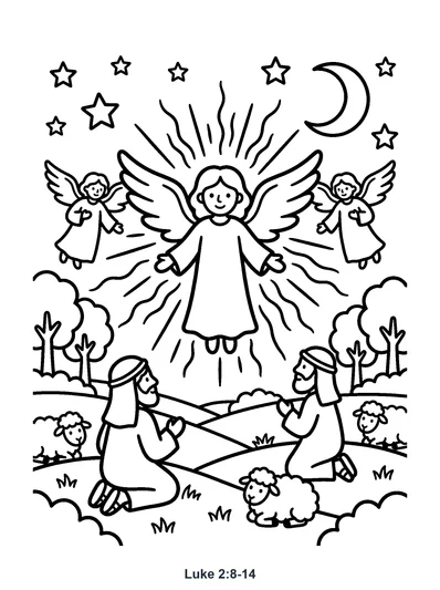 Luke 2:8-14 Coloring Page