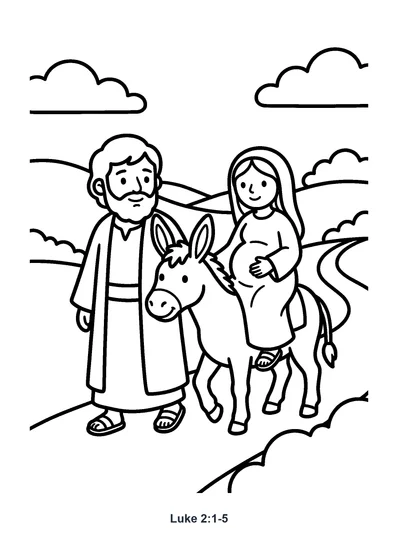 Luke 2:1-5 Coloring Page