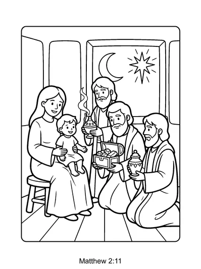 Matthew 2:11 Coloring Page