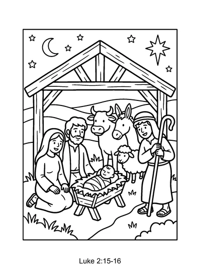 Luke 2:15-16 Coloring Page
