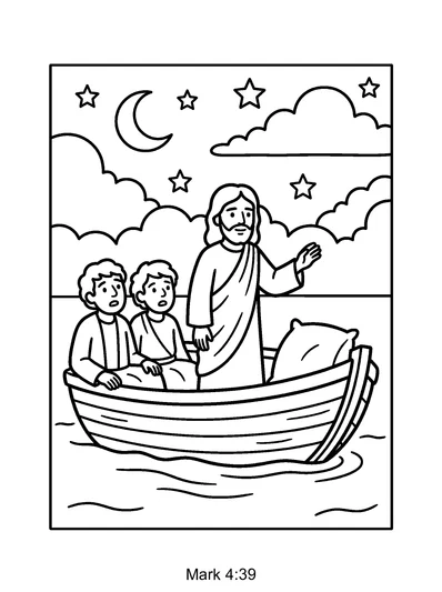 Mark 4:39 Coloring Page