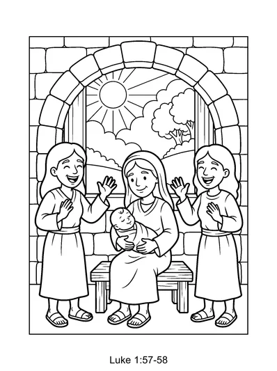Luke 1:57-58 Coloring Page
