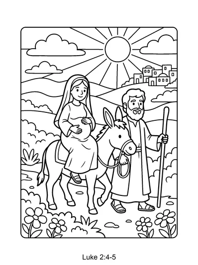 Luke 2:4-5 Coloring Page