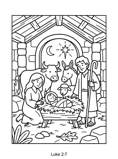 Luke 2:7 Coloring Page