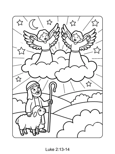 Luke 2:13-14 Coloring Page