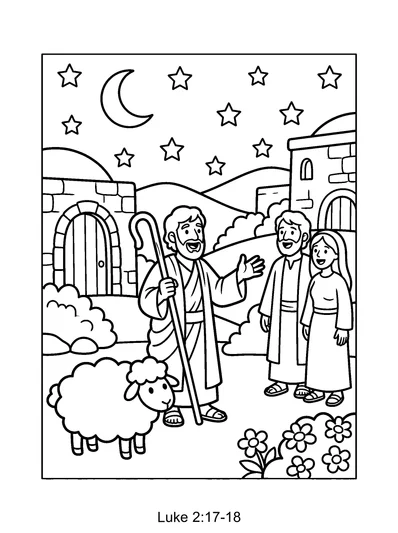 Luke 2:17-18 Coloring Page