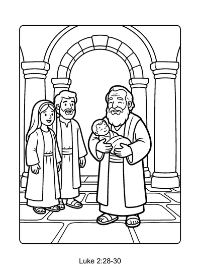 Luke 2:28-30 Coloring Page