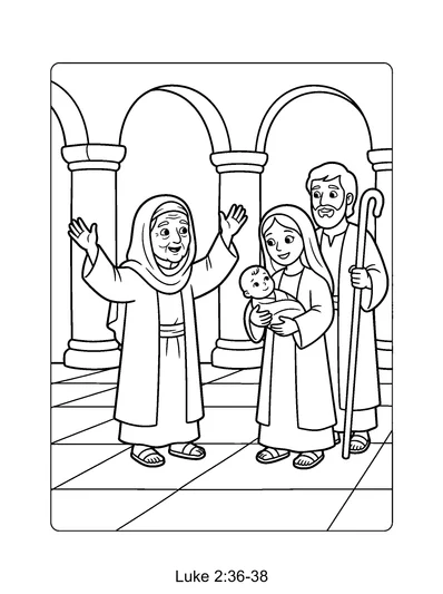 Luke 2:36-38 Coloring Page