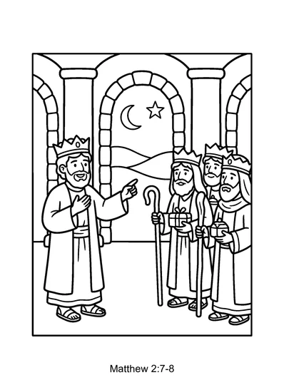 Matthew 2:7-8 Coloring Page