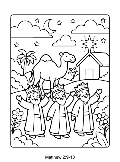Matthew 2:9-10 Coloring Page