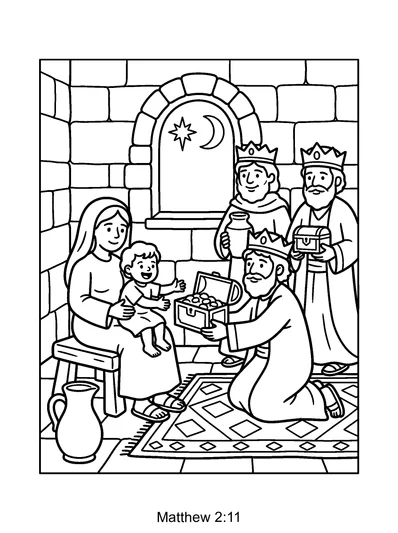 Matthew 2:11 Coloring Page