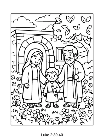 Luke 2:39-40 Coloring Page