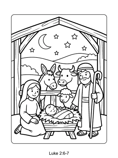 Luke 2:6-7 Coloring Page