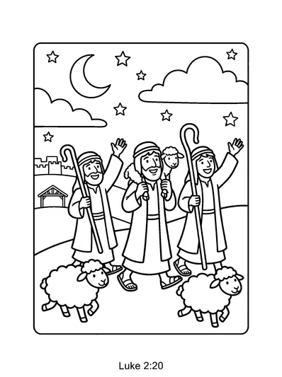 Luke 2:20 Coloring Page