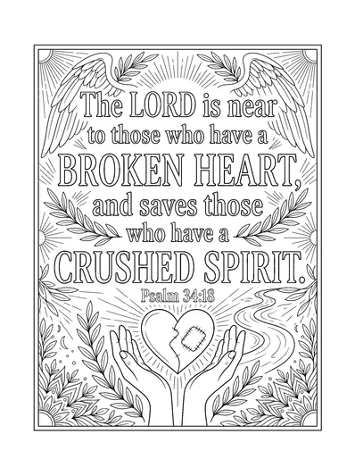 Psalms 34:18 Coloring Page